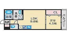 ラヴィエベール吹田岸辺 3階1LDKの間取り