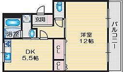 千成パークハイツアベ 3階1DKの間取り