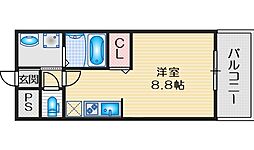 アンプルールフェールＳＨＩＢＡＴＡ 2階ワンルームの間取り