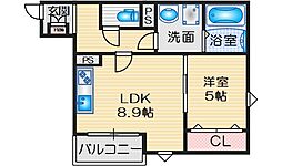BelAir　Toyotsu 303 3階1LDKの間取り