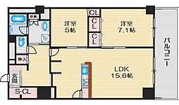 グランセジュール江坂　住居 9階2LDKの間取り