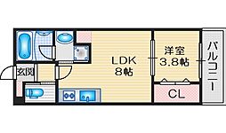 クレセント江坂 1LDKの間取図画像