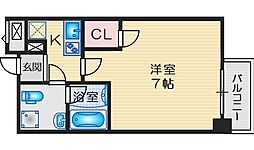アスール江坂3rd 1Kの間取図画像