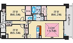 グランファースト千里桃山台6号棟 3LDKの間取図画像