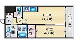 INFINI18吹田昭和町 1LDKの間取図画像