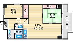 グリーンパレス千里中央B棟 2LDKの間取図画像