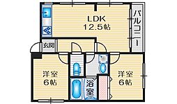 言野ビル 2LDKの間取図画像