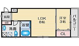 ジアメニティ千里山 1LDKの間取図画像