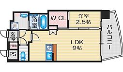 プレサンス江坂ベルフィーヌ 1LDKの間取図画像