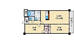 メディオ山田 2LDKの間取図画像