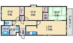 桜塚ハイツ 3LDKの間取図画像