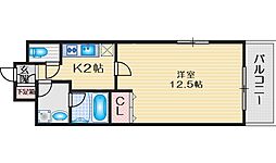 レフィーナカルム江坂 1Kの間取図画像