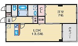 アカツキハイツ 1LDKの間取図画像