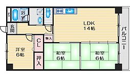 グリーンハイム千里2 3LDKの間取図画像