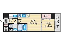 LIVEGARDENESAKAIX 1DKの間取図画像