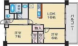 カビサ千里中央 2LDKの間取図画像