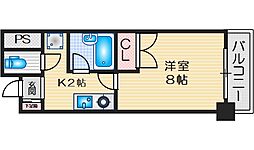 KM江坂 1Kの間取図画像