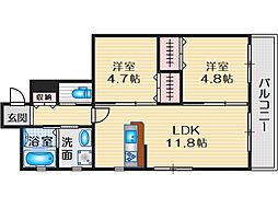 ブレッザ千里丘 2LDKの間取図画像