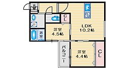 千里山東4丁目JP 2LDKの間取図画像