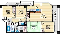セレッソコート千里中央アネックス 4LDKの間取図画像
