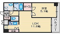 ノルデンハイム江坂 1LDKの間取図画像