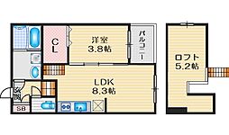 パルムズコート大阪曽根 1LDKの間取図画像