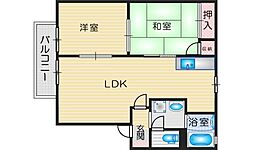 日恵ハイツB棟 2LDKの間取図画像