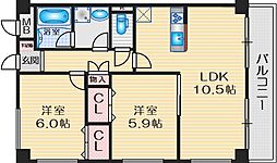 ラファミリア豊中 2LDKの間取図画像