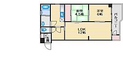 チサンマンション第一江坂 2LDKの間取図画像