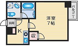 アスール江坂3rd 1Kの間取図画像