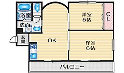 FORUM・豊中・熊野町 2DKの間取図画像