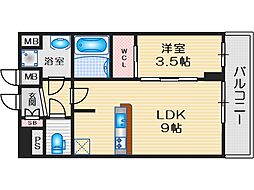 プレサンス庄内ブレイシス 1LDKの間取図画像