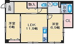 コンフォート山手 2LDKの間取図画像