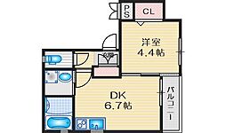 カーサ千里山西 1DKの間取図画像