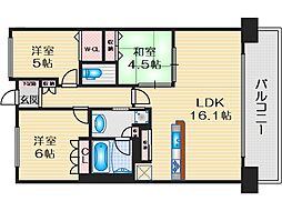 プラウド江坂ガーデンコート 3LDKの間取図画像