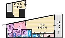 フォレステージュ江坂公園 ワンルームの間取図画像
