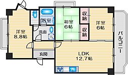 奥センチュリーハイツ1 3LDKの間取図画像
