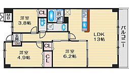 インプルーブ緑地公園 3LDKの間取図画像