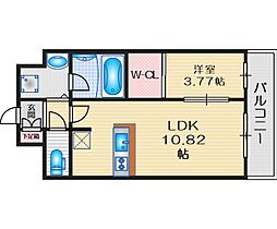 ドンパレス江坂 1LDKの間取図画像