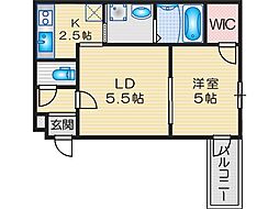 フルールコート 1LDKの間取図画像