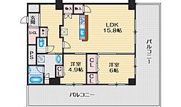 グランセジュール江坂パーカー江坂ビル 2LDKの間取図画像