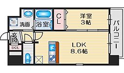 エスリード江坂アンムート 1LDKの間取図画像