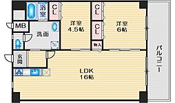 内田ロイヤルハイツ 2LDKの間取図画像
