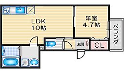 ミ・カーサ吹田豊津 1LDKの間取図画像