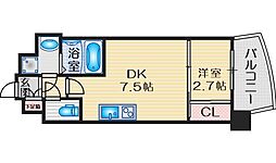 プレサンス江坂ベルフィーヌ 1DKの間取図画像