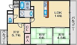 アンビエント江坂2 3LDKの間取図画像