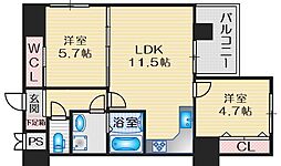ノルデンハイム江坂アドバンス 2LDKの間取図画像