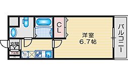 Luxe豊津 1Kの間取図画像