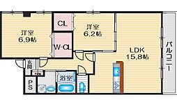 ベルビュー山手街 2LDKの間取図画像