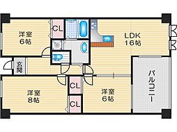 サンライズ緑ケ丘 3LDKの間取図画像